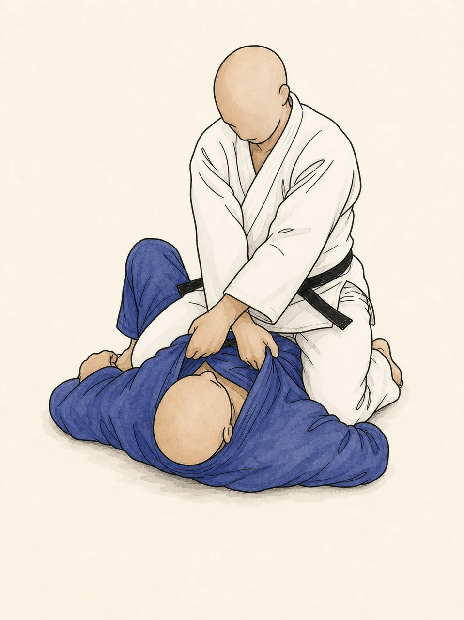 Original demonstration illustration of Gyaku-juji-jime