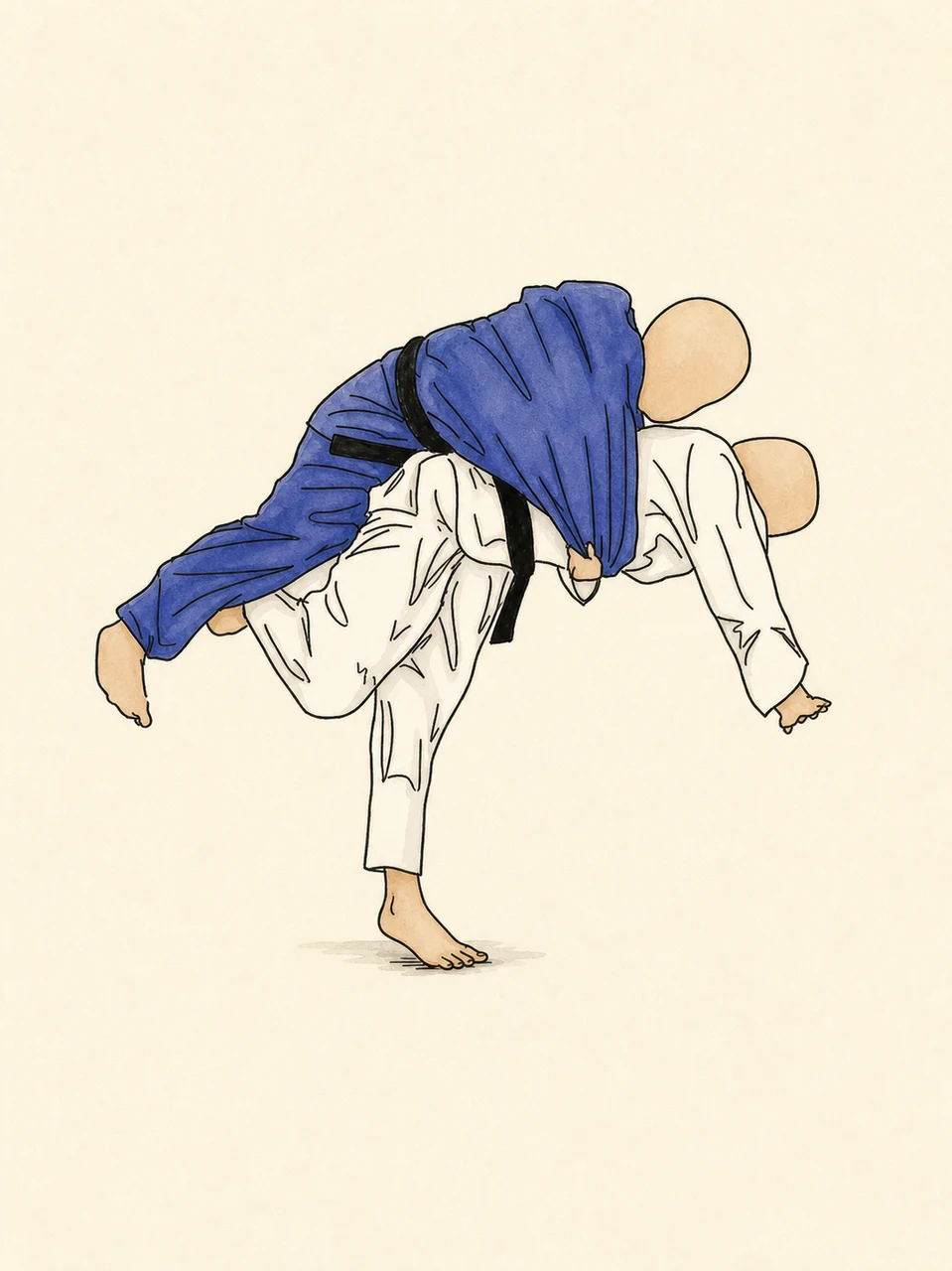 Original demonstration illustration of Hane-makikomi