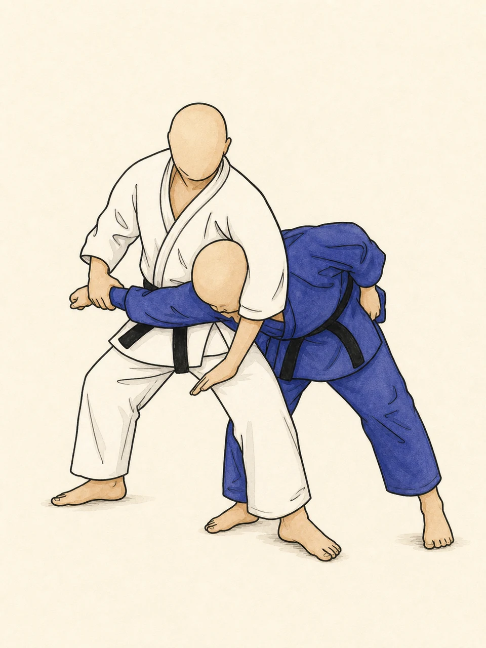 Original demonstration illustration of Ude-hishigi-hara-gatame
