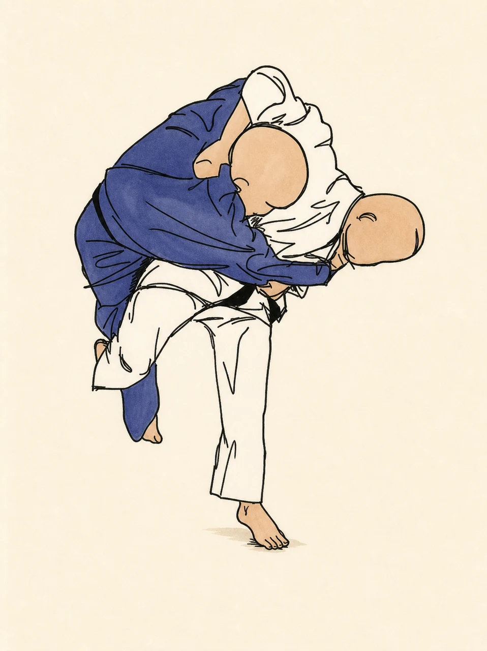 Original demonstration illustration of Harai-goshi