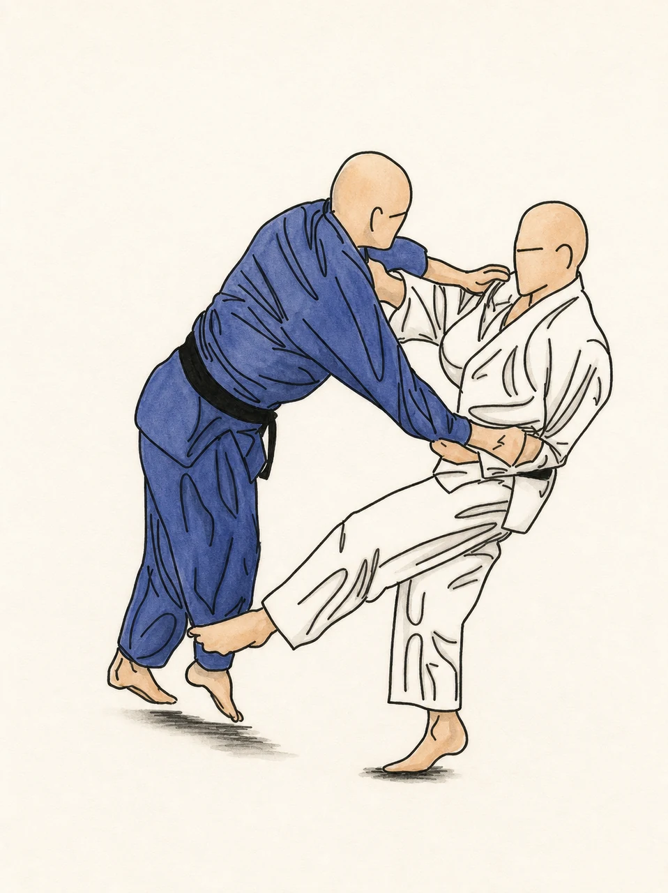 Original demonstration illustration of Harai-tsurikomi-ashi
