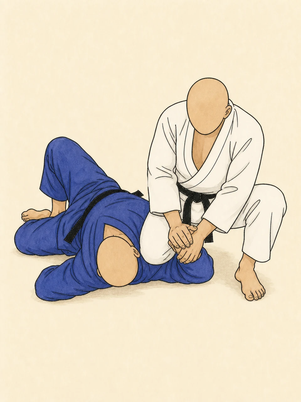 Hiza-gatame (ground) technique illustration