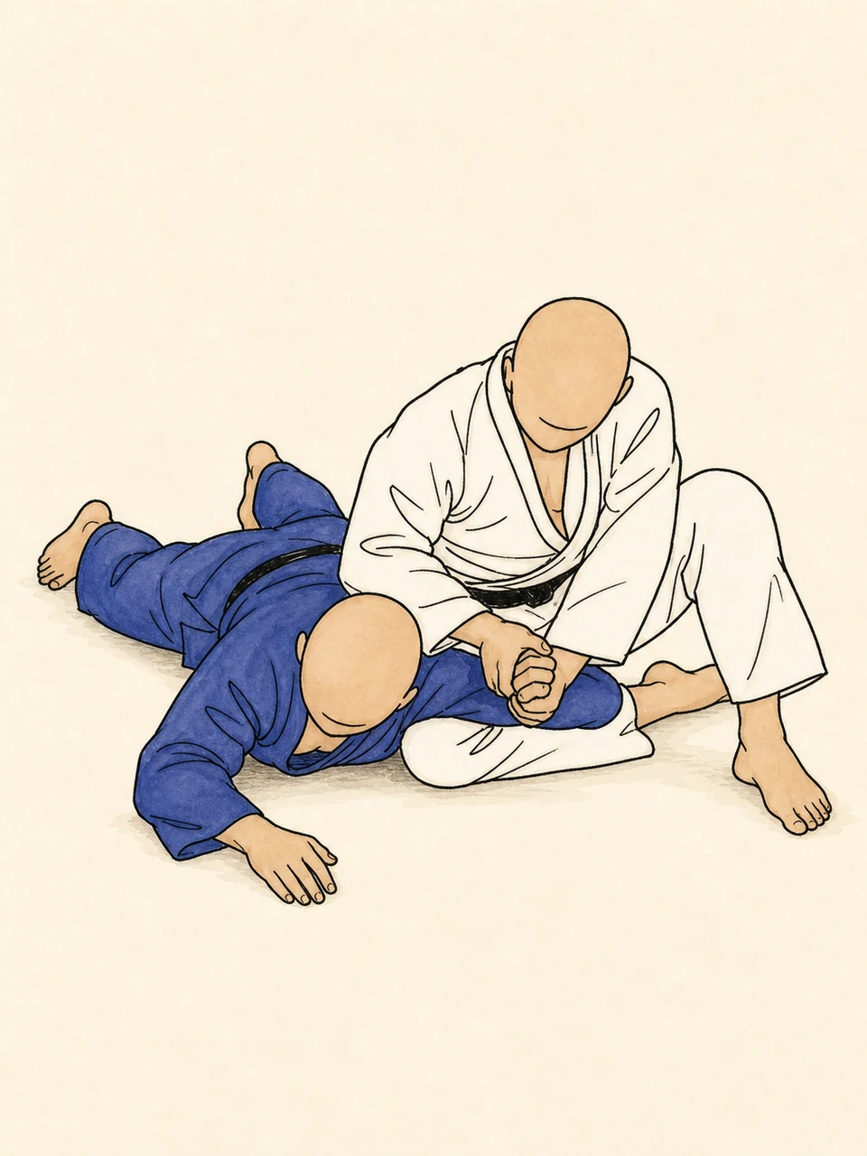 Hiza-gatame technique illustration