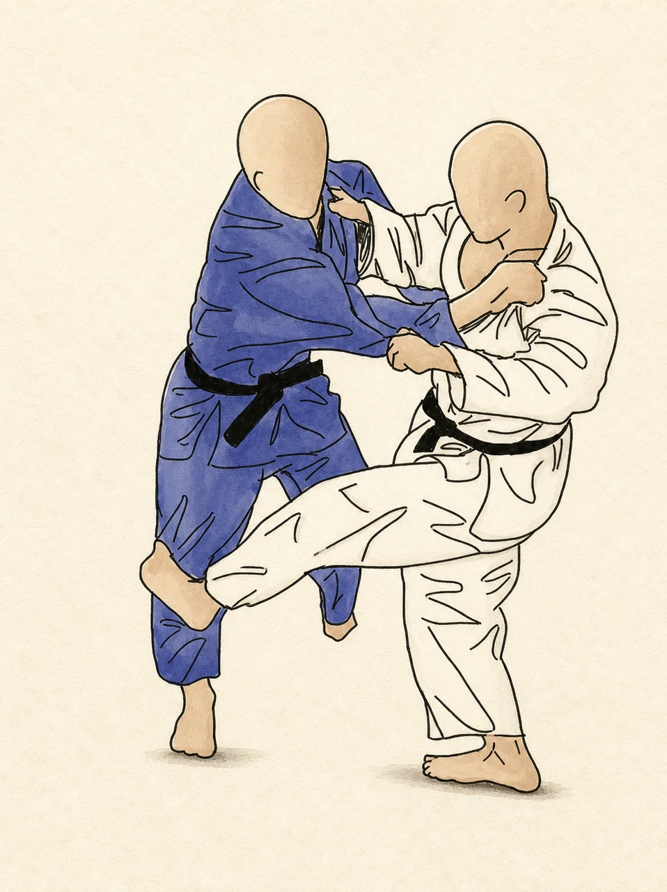Original demonstration illustration of Hiza-guruma