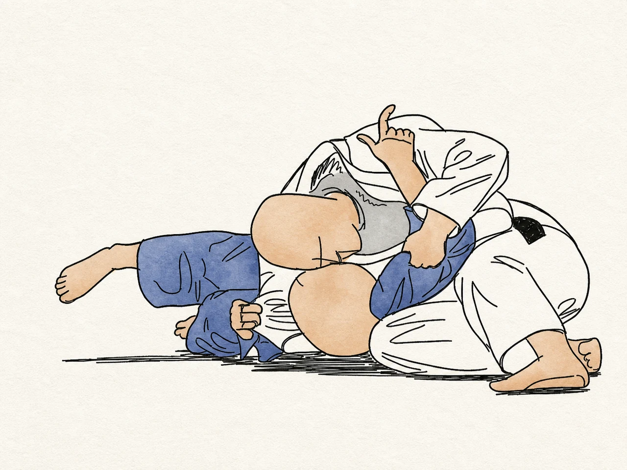 Original demonstration illustration of Kesa-gatame