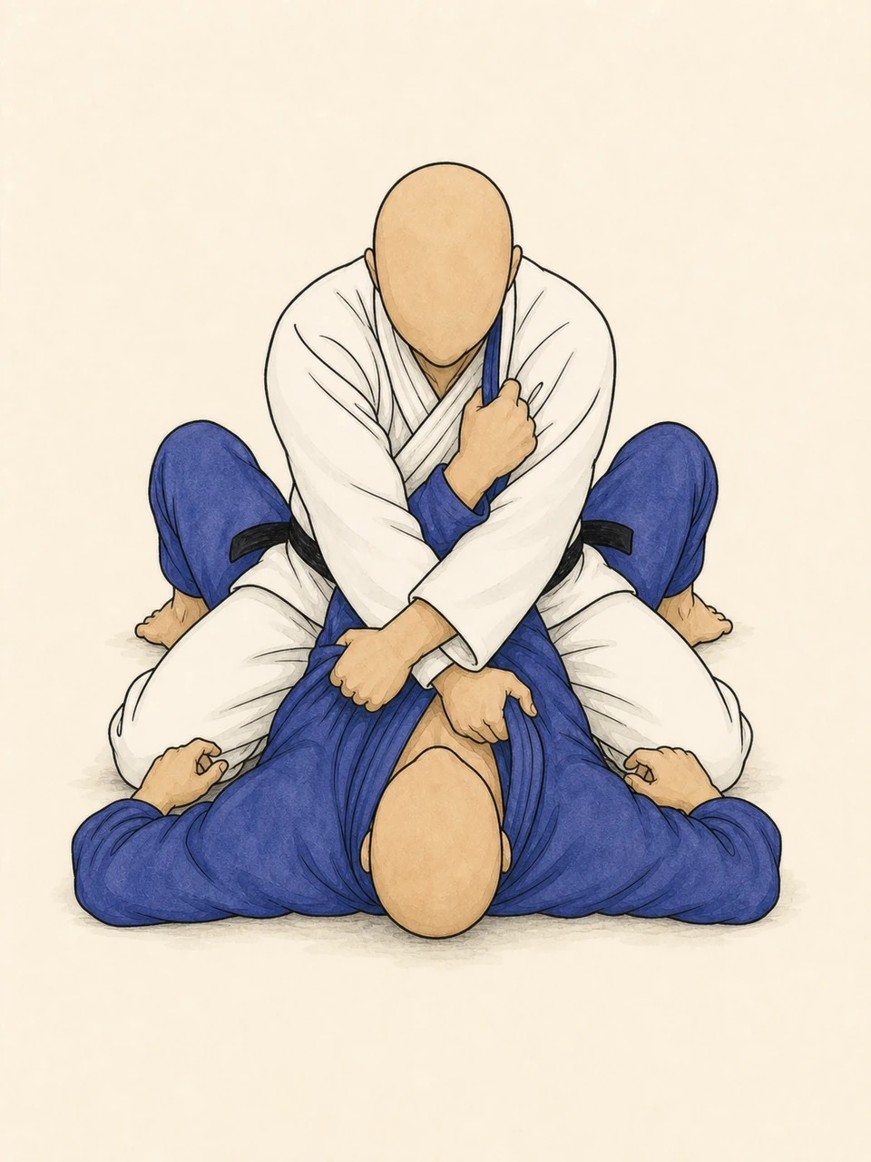 Kata-juji-jime technique illustration