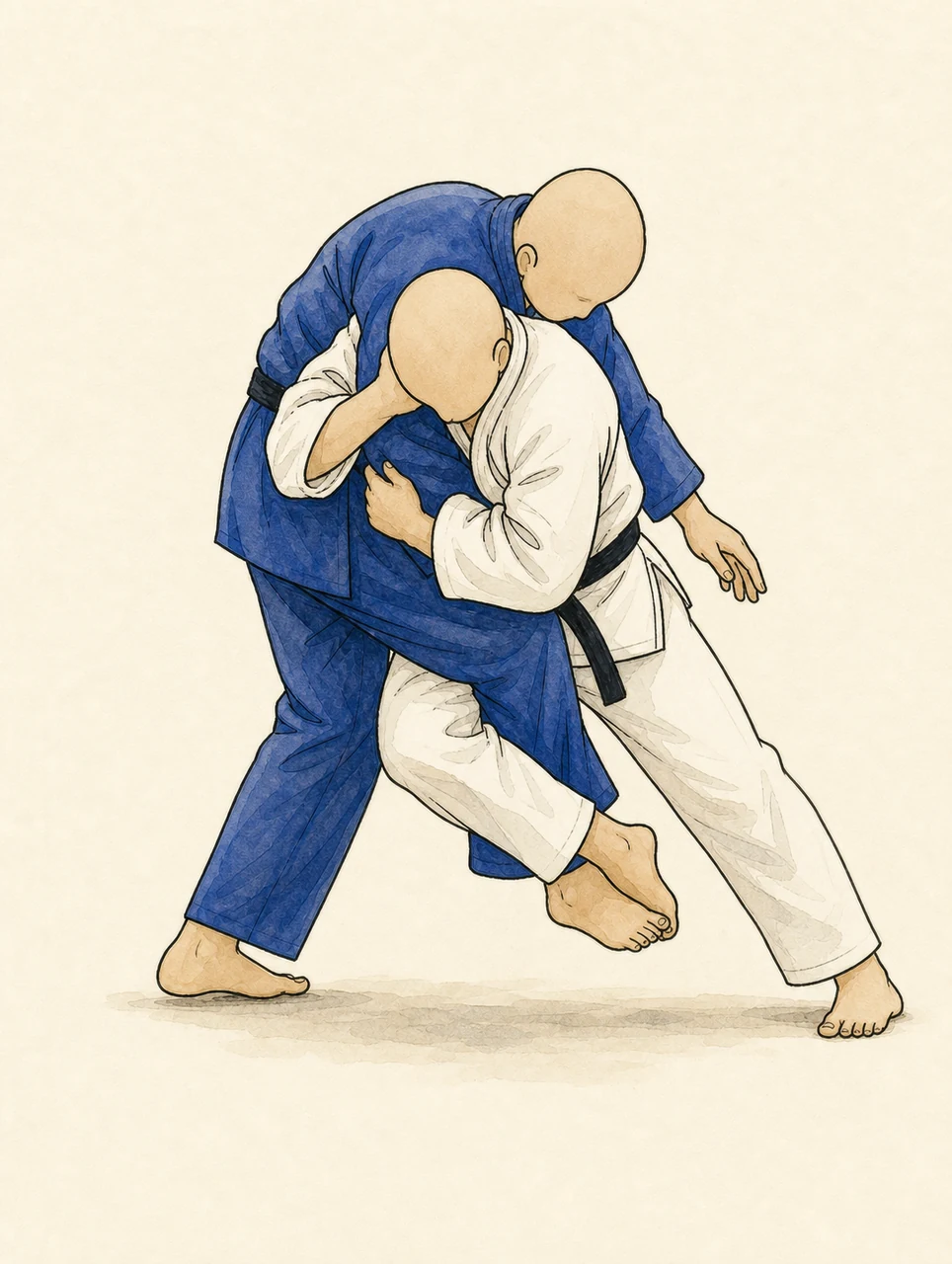 Original demonstration illustration of Ko-uchi-makikomi