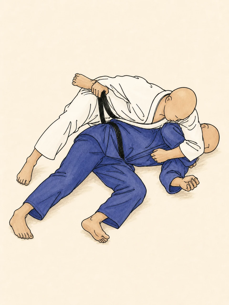 Kuzure-kami-shiho-gatame technique illustration