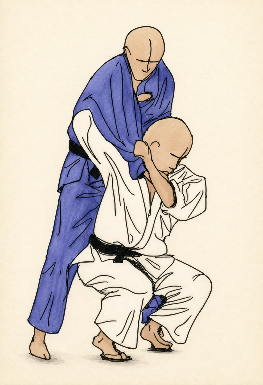 Original demonstration illustration of Morote-seoi-nage