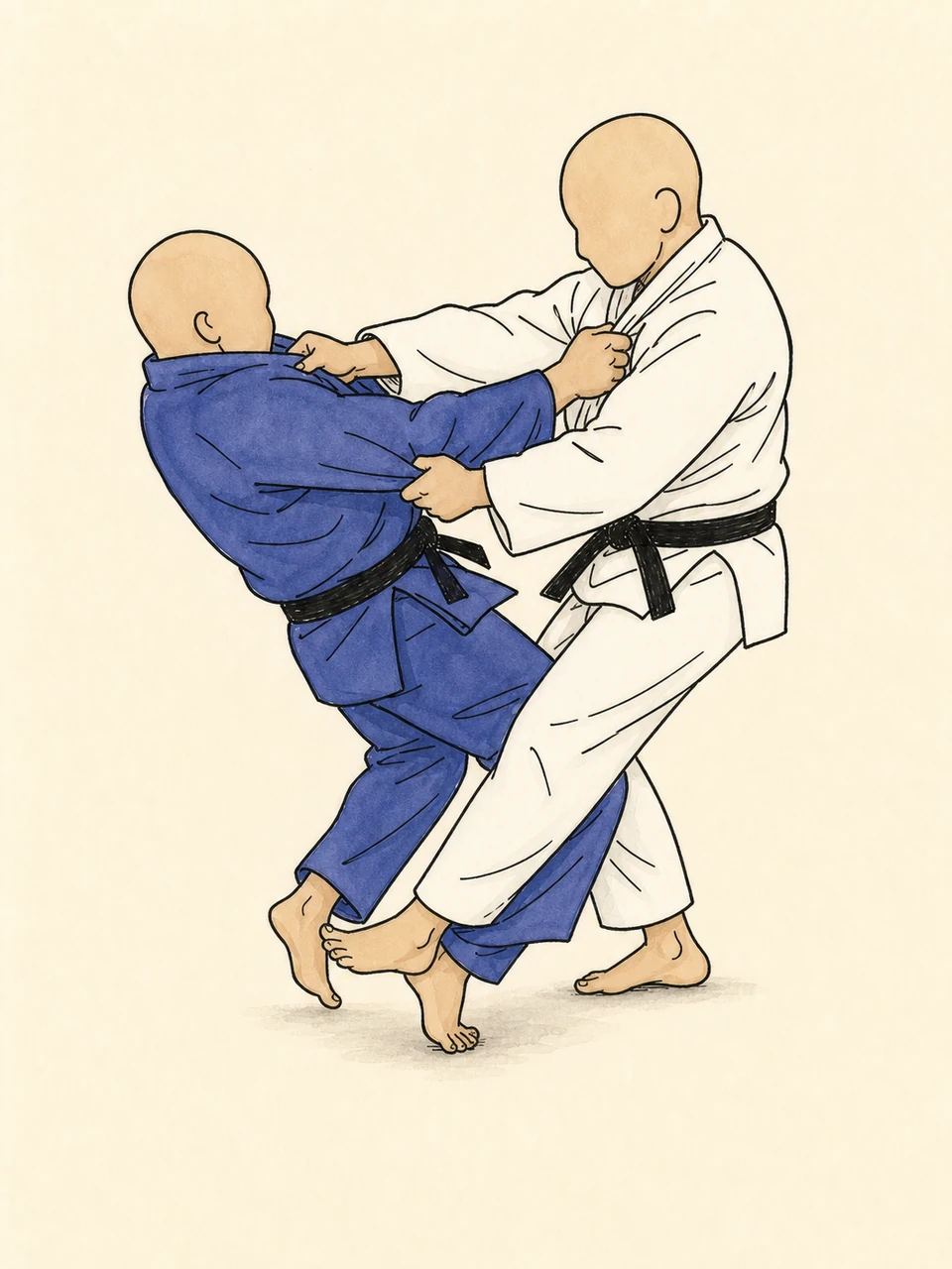 Original demonstration illustration of O-soto-gaeshi