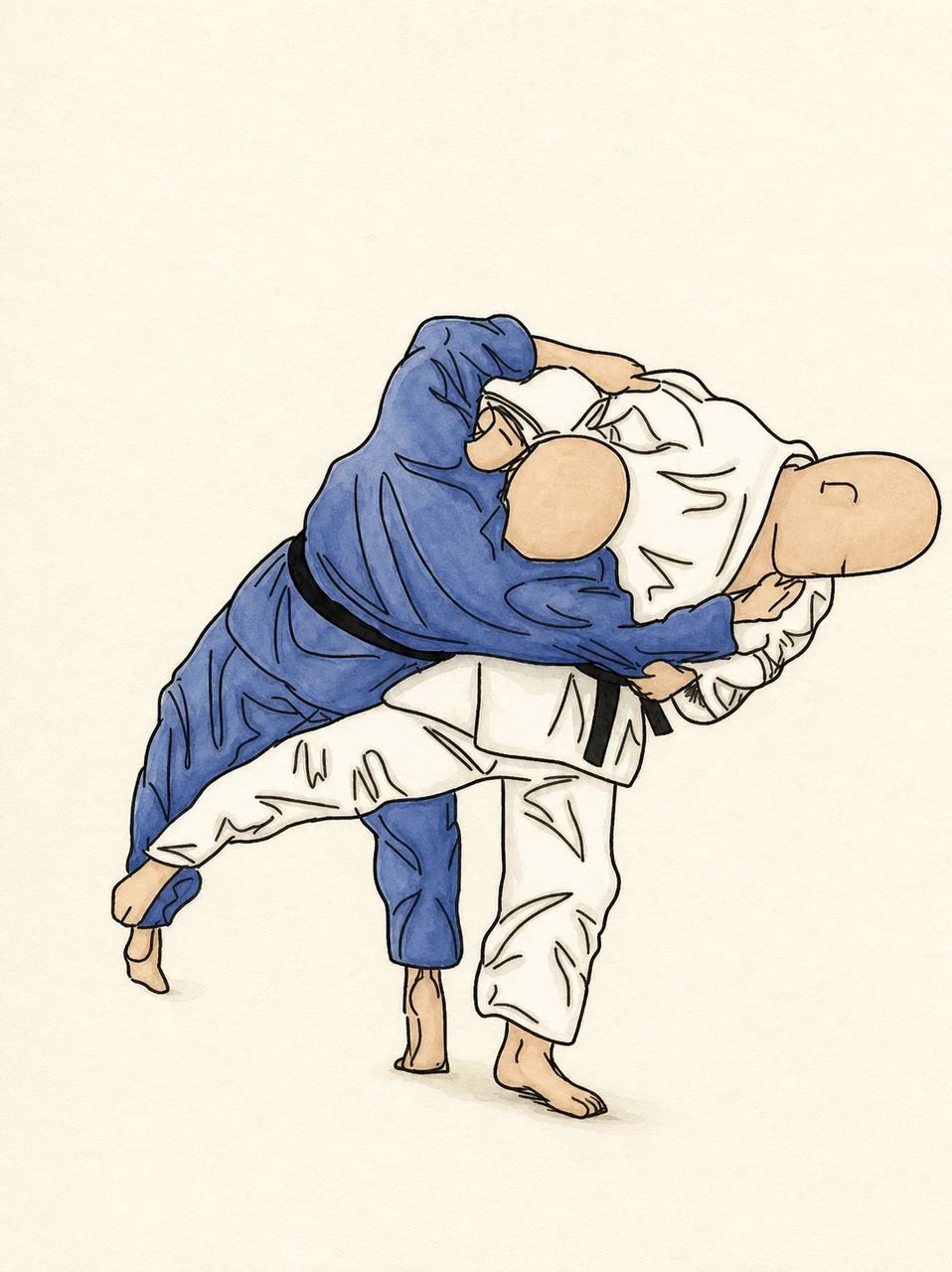 Original demonstration illustration of O-soto-guruma
