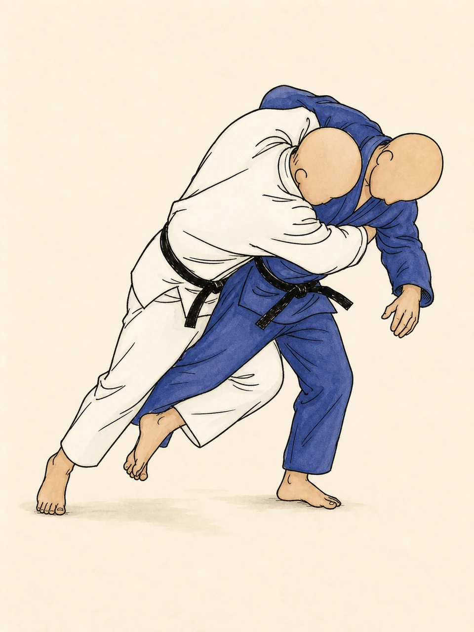O-soto-makikomi technique illustration