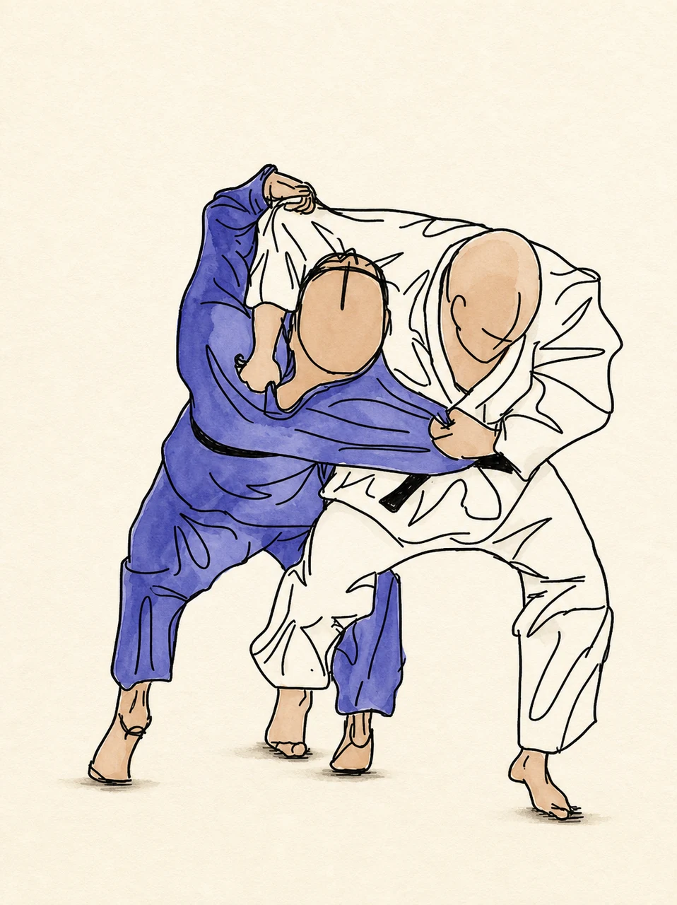 Original demonstration illustration of O-soto-otoshi
