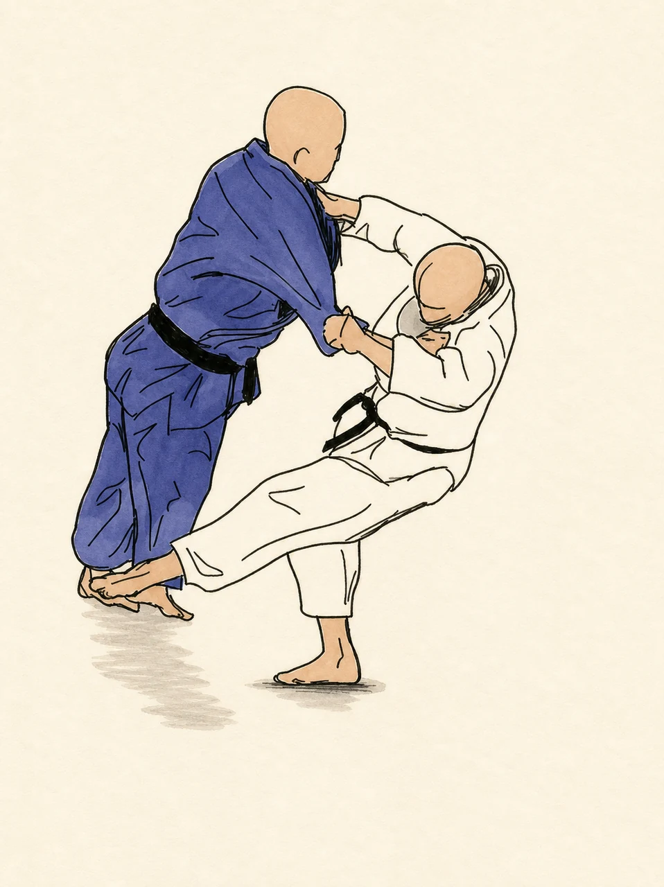 Original demonstration illustration of Okuri-ashi-harai
