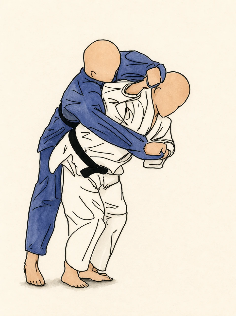Original demonstration illustration of Sode-tsurikomi-goshi