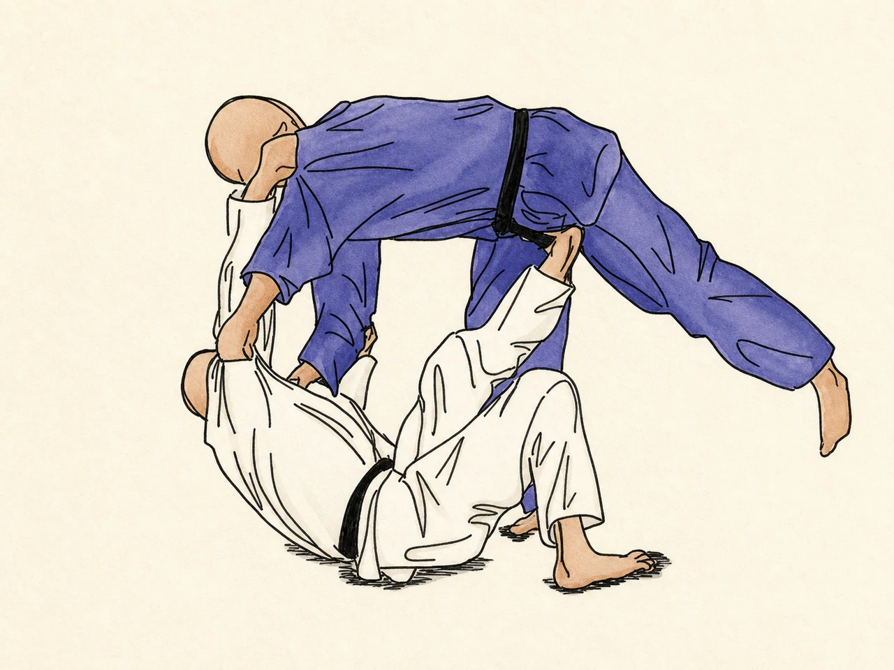 Original demonstration illustration of Tomoe-nage