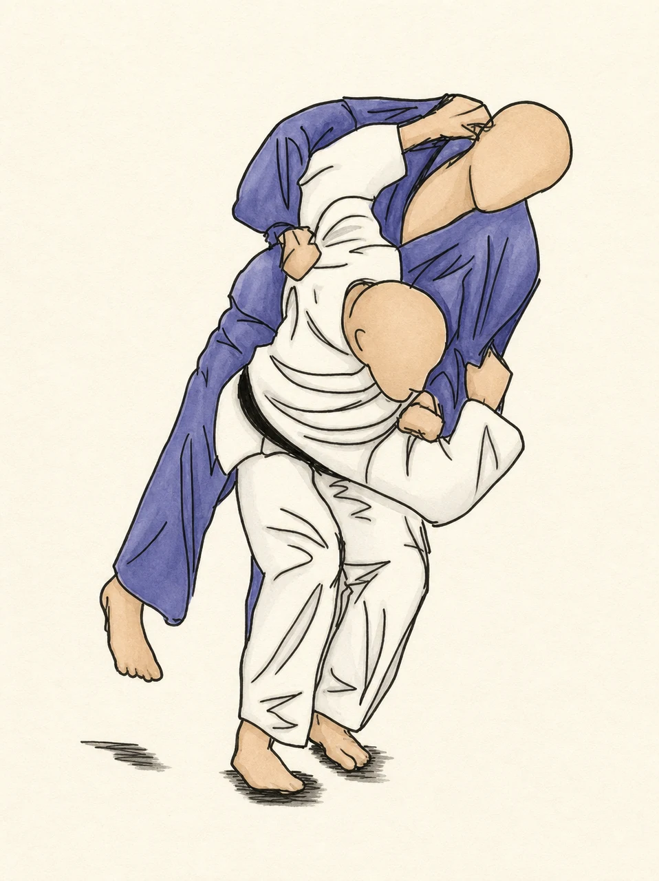 Original demonstration illustration of Tsurikomi-goshi