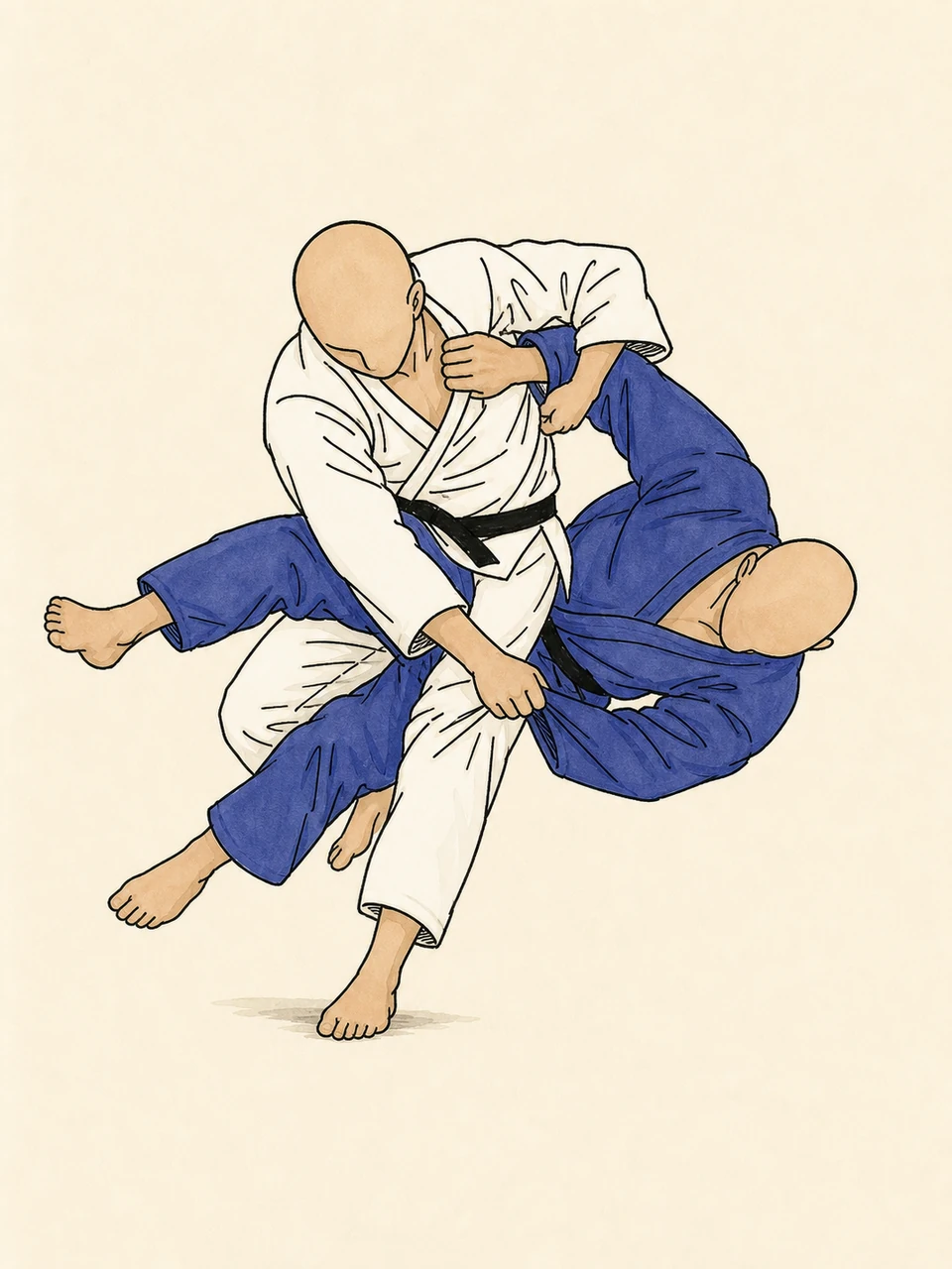 Uchi-mata-makikomi technique illustration