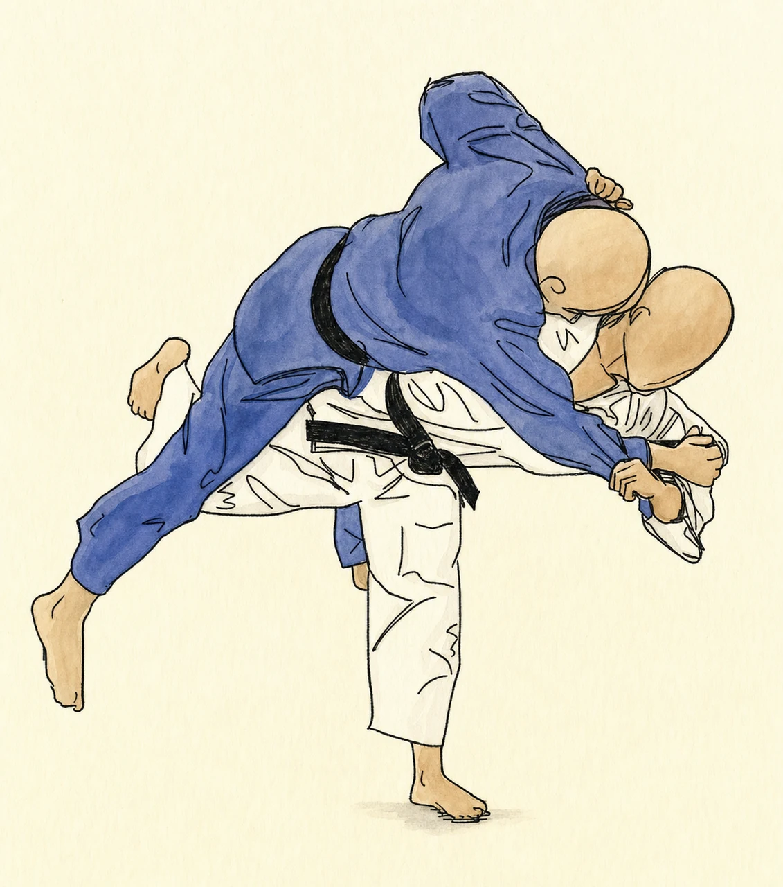 Original demonstration illustration of Uchi-mata