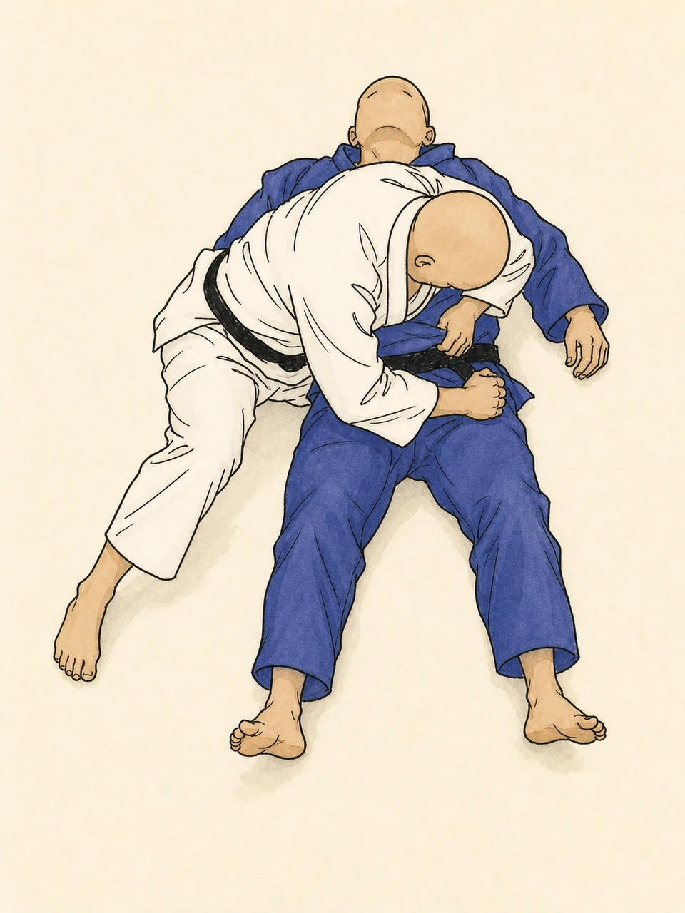 Ushiro-kesa-gatame technique illustration
