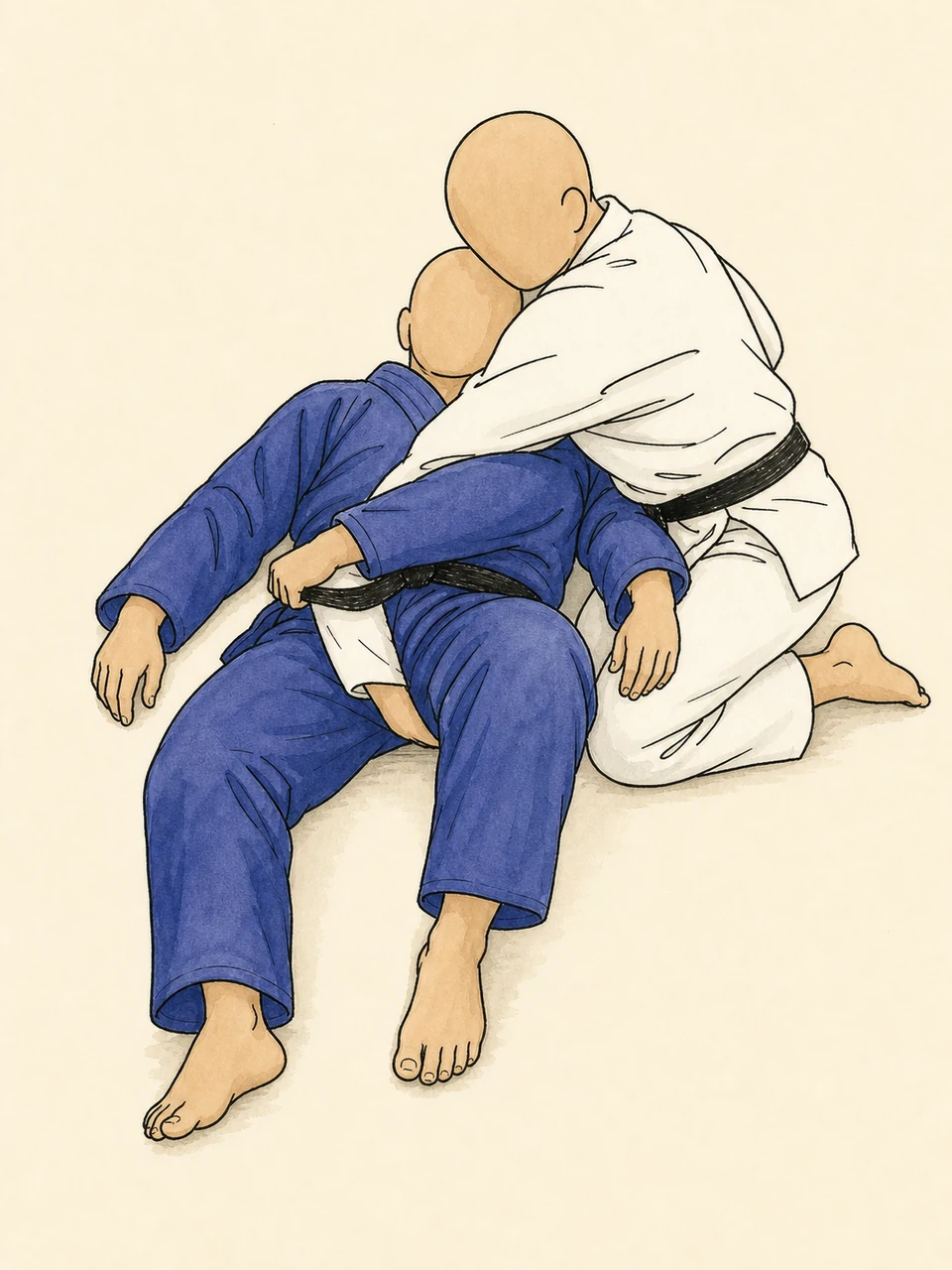 Yoko-shiho-gatame technique illustration